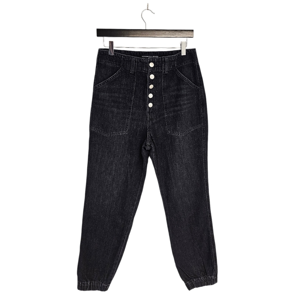 Veronica Beard Bolton With Cargo Pocket Elastic Hem High Rise Black Jeans 29 NWT - Picture 2 of 11